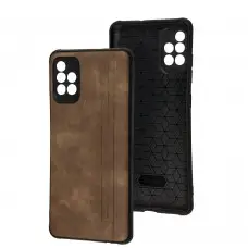 Чехол для Samsung Galaxy A51 (A515) Leather Mustang Black темно-коричневый