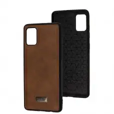 Чехол для Samsung Galaxy A51 (A515) Leather Mustang Logo коричневый