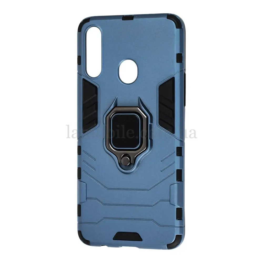 Чехол ударопрочный Transformer Ring для Samsung Galaxy A20s (A207) с кольцом серый