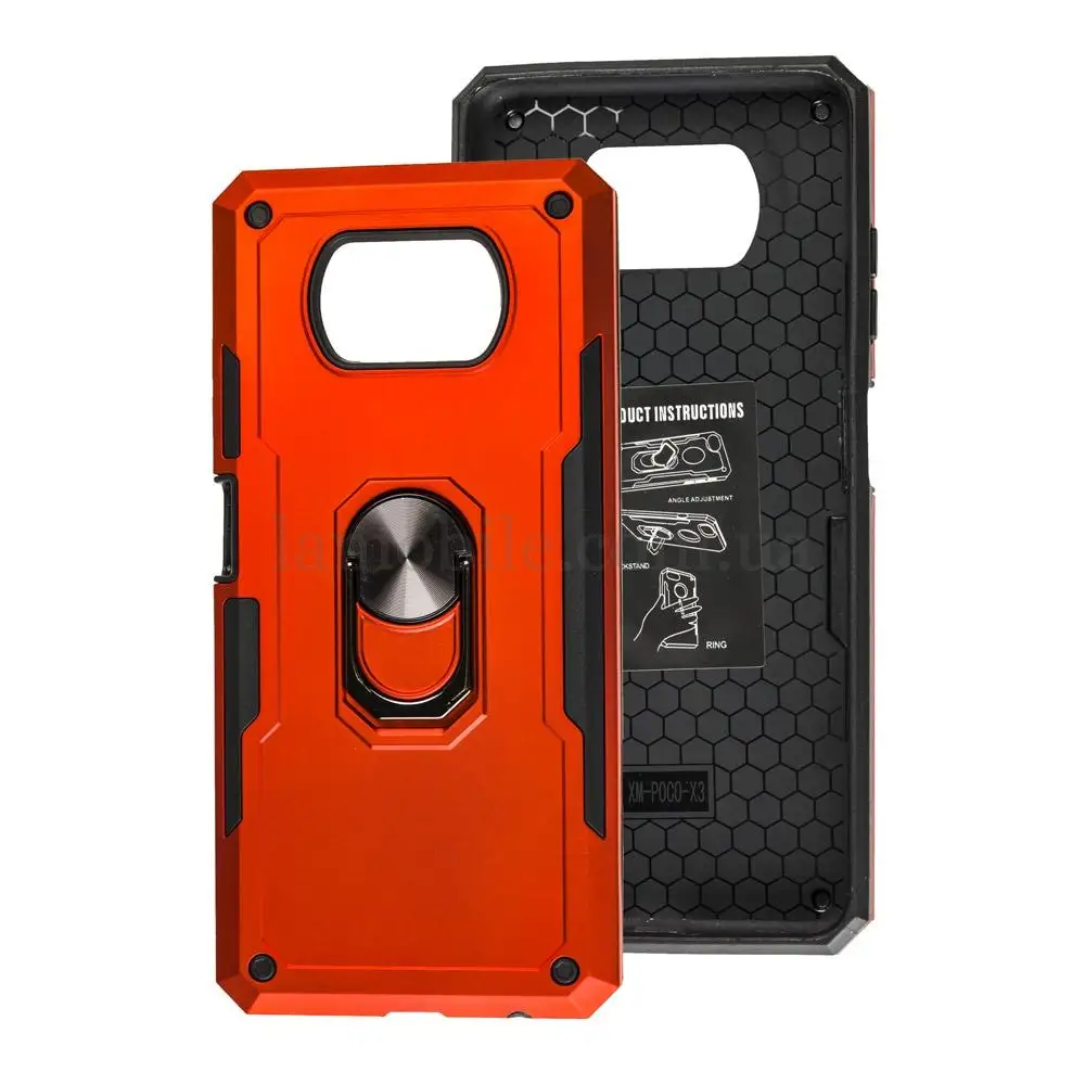 Чехол для Xiaomi Poco X3 Honor Hard Defence с кольцом красный
