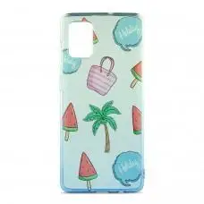 Чехол для Samsung Galaxy A71 (A715) Wave Sweet white / blue / palm
