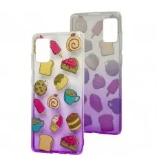 Чехол для Samsung Galaxy A71 (A715) Wave Sweet white / purple / cake