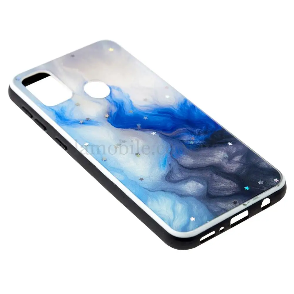 Чехол для Samsung Galaxy M21 / M30s блестки print + popsocket "небо" 