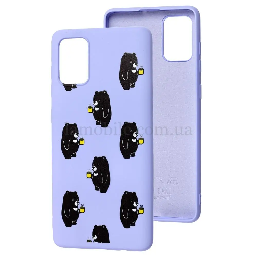 Чехол для Samsung A71 (A715) Wave Fancy bears with tea / light purple
