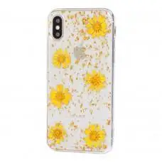Чехол Nature Flowers для iPhone X / Xs гербарий желтый
