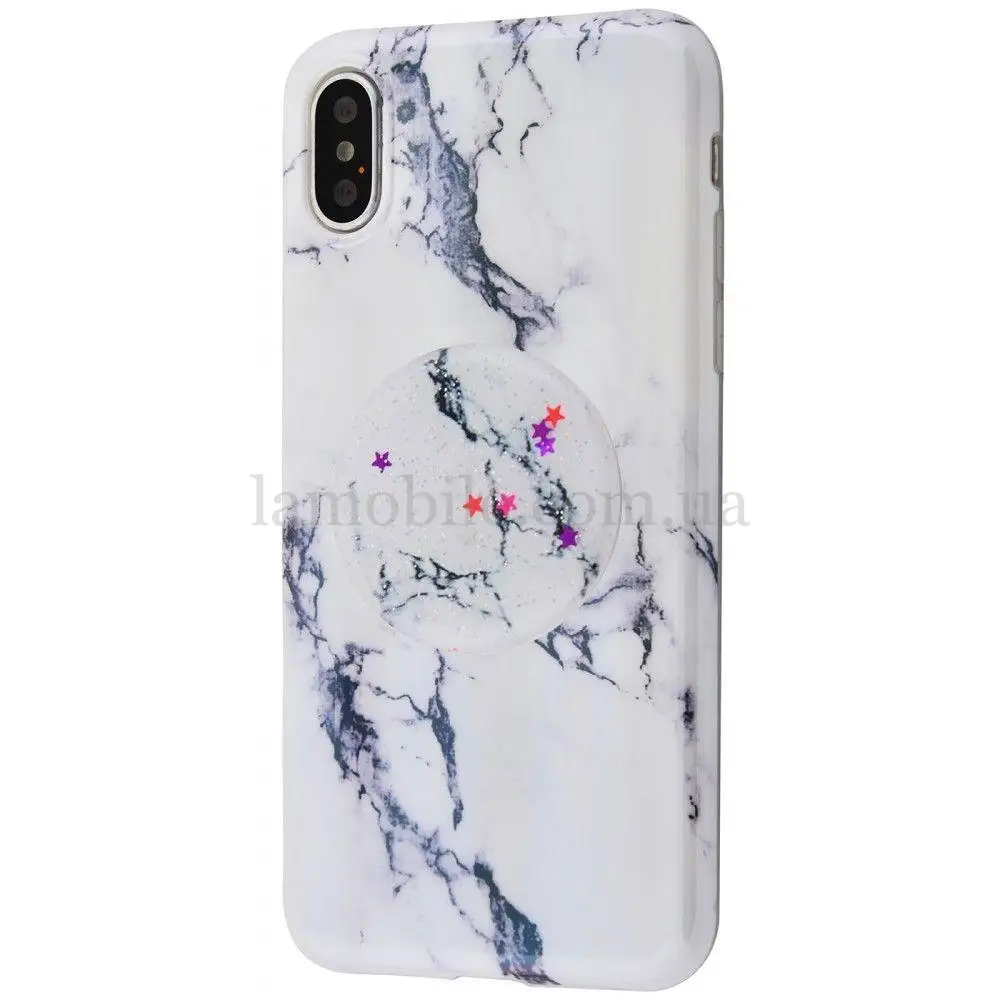 Чохол для iPhone X / Xs мармур "Benzo з попсокетом №05"