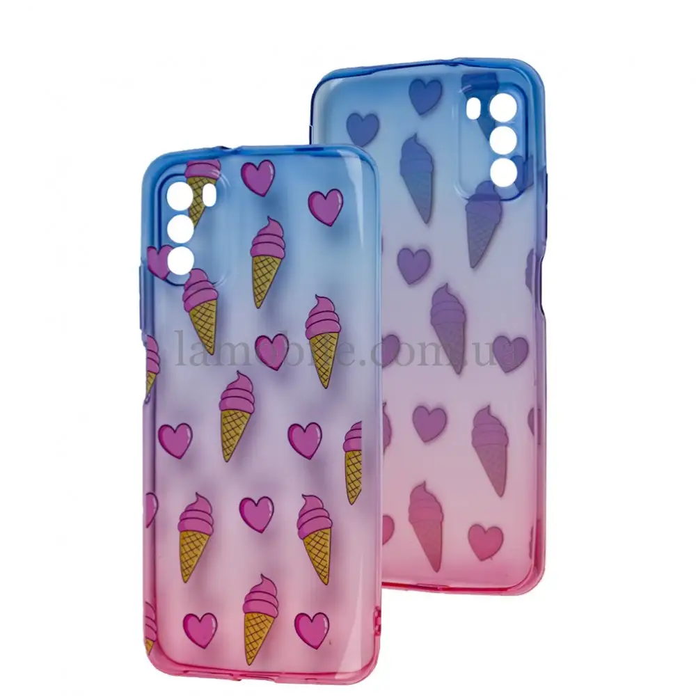 Чехол для Xiaomi Poco M3 Wave Sweet blue / pink / ice-cream