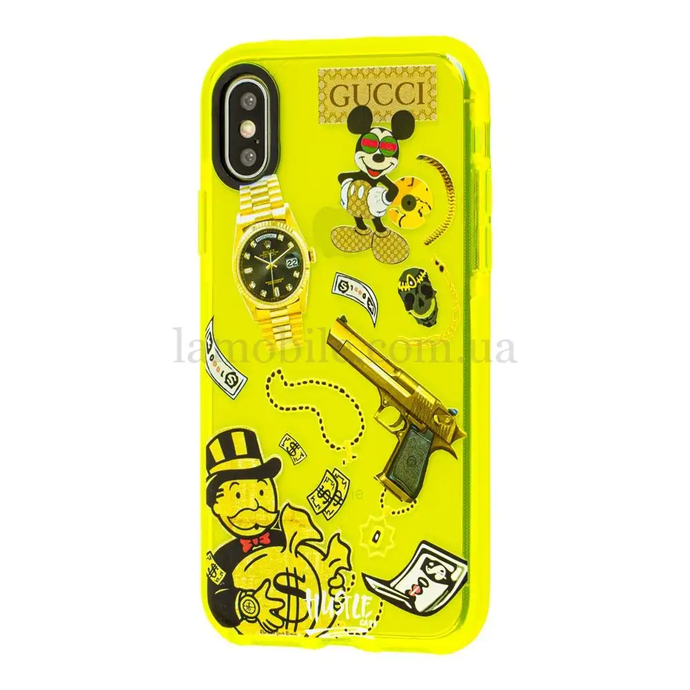 Чохол для iPhone X / Xs Neon print Міккі Маус glamor