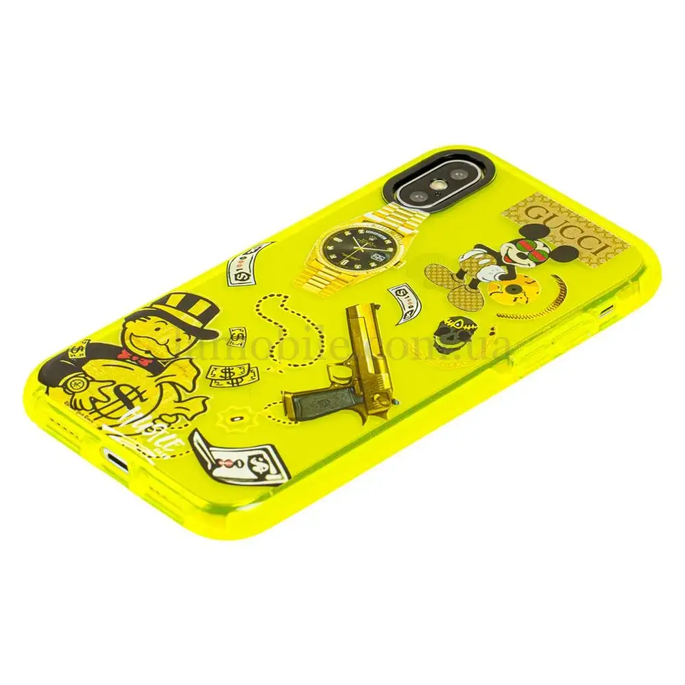 Чохол для iPhone X / Xs Neon print Міккі Маус glamor
