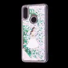 Чехол для Xiaomi Redmi 7 Блестки вода светло-розовый "девушка в белом платье"