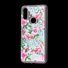 Чехол для Xiaomi Redmi 7 Блестки вода светло-розовый "фламинго и кактусы"