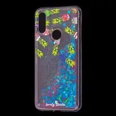 Чехол для Xiaomi Redmi 7 Блестки вода розово-синий "ананасы"