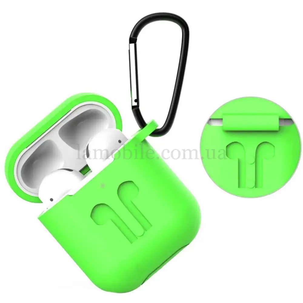 Чехол Hoco для Airpods 1 / 2 + карабин зеленый