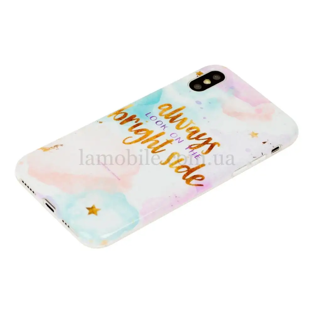 Чехол Light Mramor для iPhone X / Xs case 360 мраморный с надписью