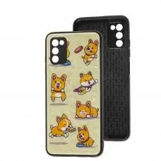 Чехол для Samsung Galaxy A03s (A037) Wave Majesty funny corgi / pink sand