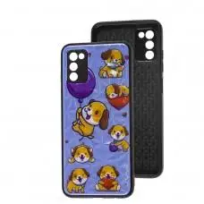 Чехол для Samsung Galaxy A03s (A037) Wave Majesty happy dog / light purple