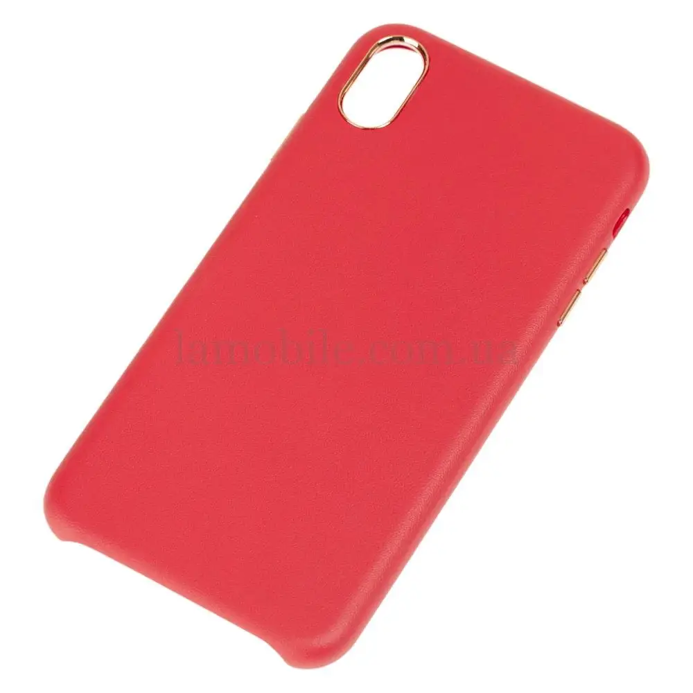 Чохол для iPhone Xs Max Leather with button червоний червоний
