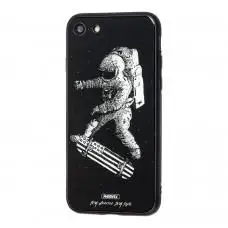 Чехол White Knight для iPhone 7 / 8 Glass космонавт