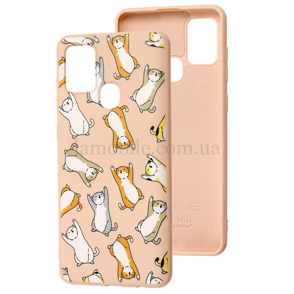 Чохол для Samsung Galaxy A21s (A217) Wave Fancy cats / pink sand