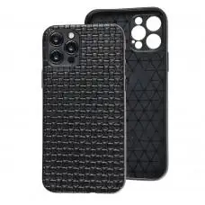 Чехол для iPhone 12 Pro Max Leather case плетенка