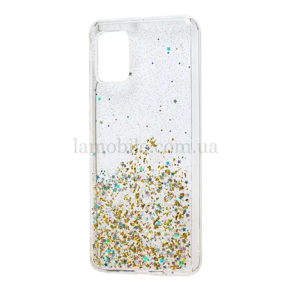 Чехол для Samsung Galaxy A31 (A315) Wave confetti прозрачно-золотистый