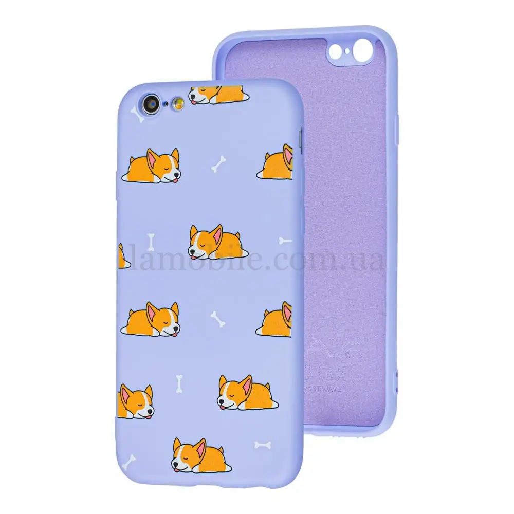 Чехол для iPhone 6 / 6s Wave Fancy sleeping corgi / light purple