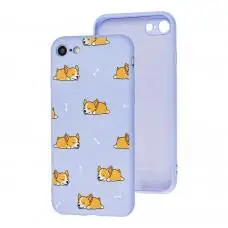 Чехол для iPhone 7 / 8 / SE2 Wave Fancy sleeping corgi / light purple