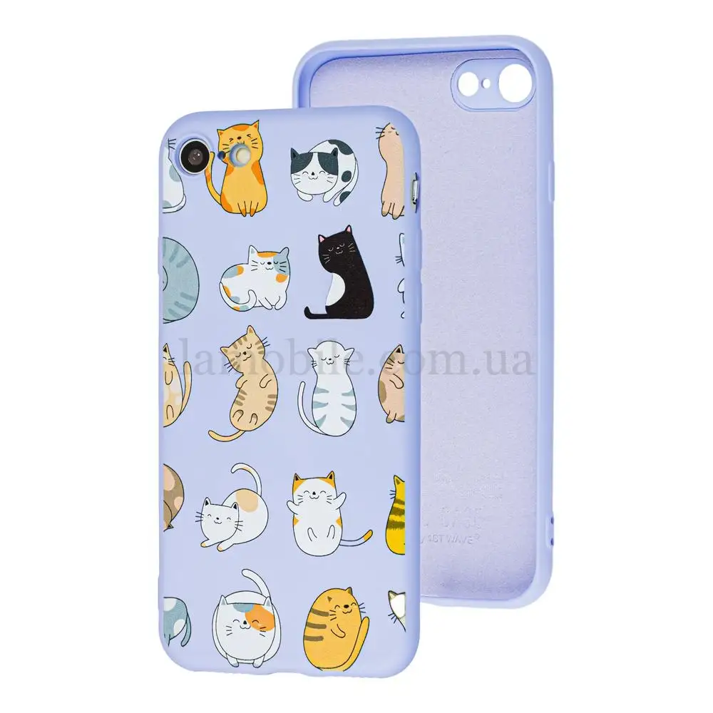 Чохол для iPhone 7 / 8 / SE2 Wave Fancy funny cats / light purple