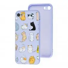 Чехол для iPhone 7 / 8 / SE2 Wave Fancy funny cats / light purple