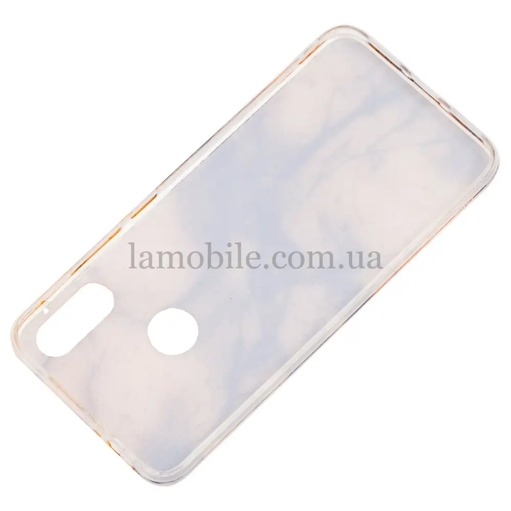 Чехол для Huawei P Smart 2019 Marble бежевый с конфети