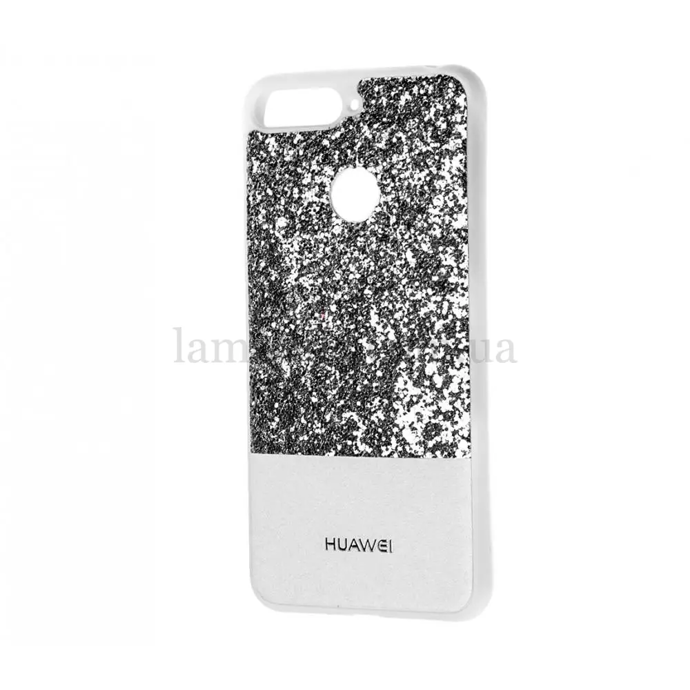 Чохол для Huawei Y6 Prime 2018 Leather + Shining сріблястий