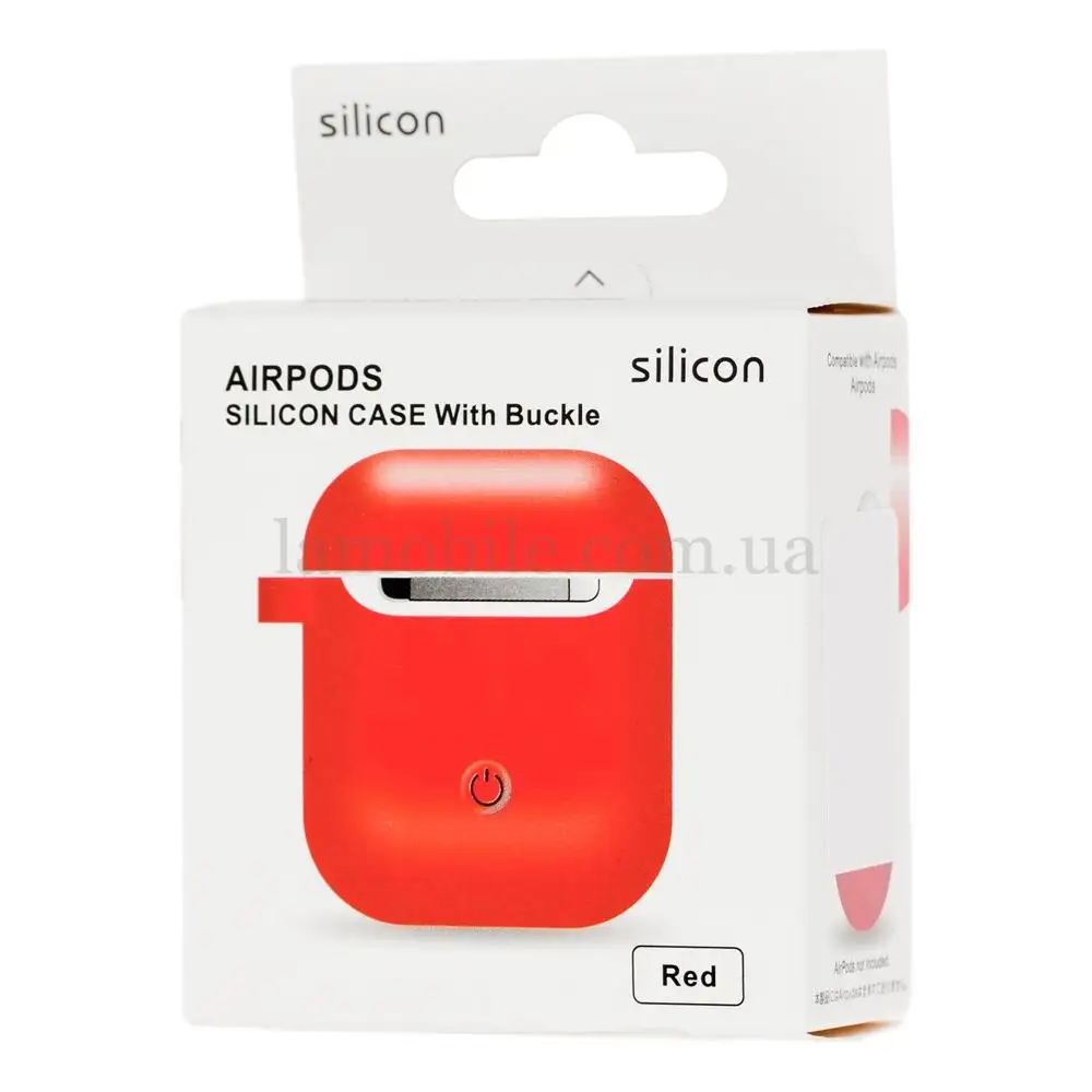 Чехол для Airpods Slim с карабином красный