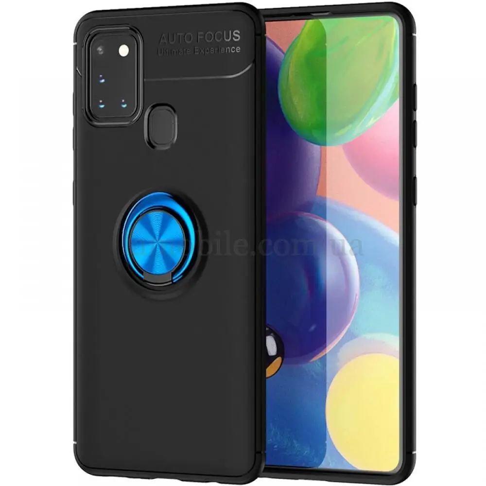 Чехол для Samsung Galaxy A21s (A217) Deen под магнитный держатель черный / синий