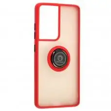 Чехол для Samsung Galaxy S21 Ultra (G998) LikGus Edging Ring красный