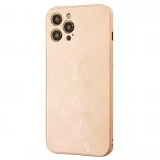 Чохол для iPhone 12 Pro Max glass LV персиковий