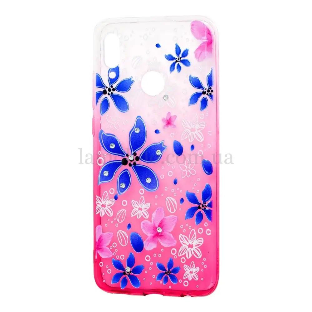Чехол для Huawei P Smart 2019 Glamour ambre розовый "цветы"
