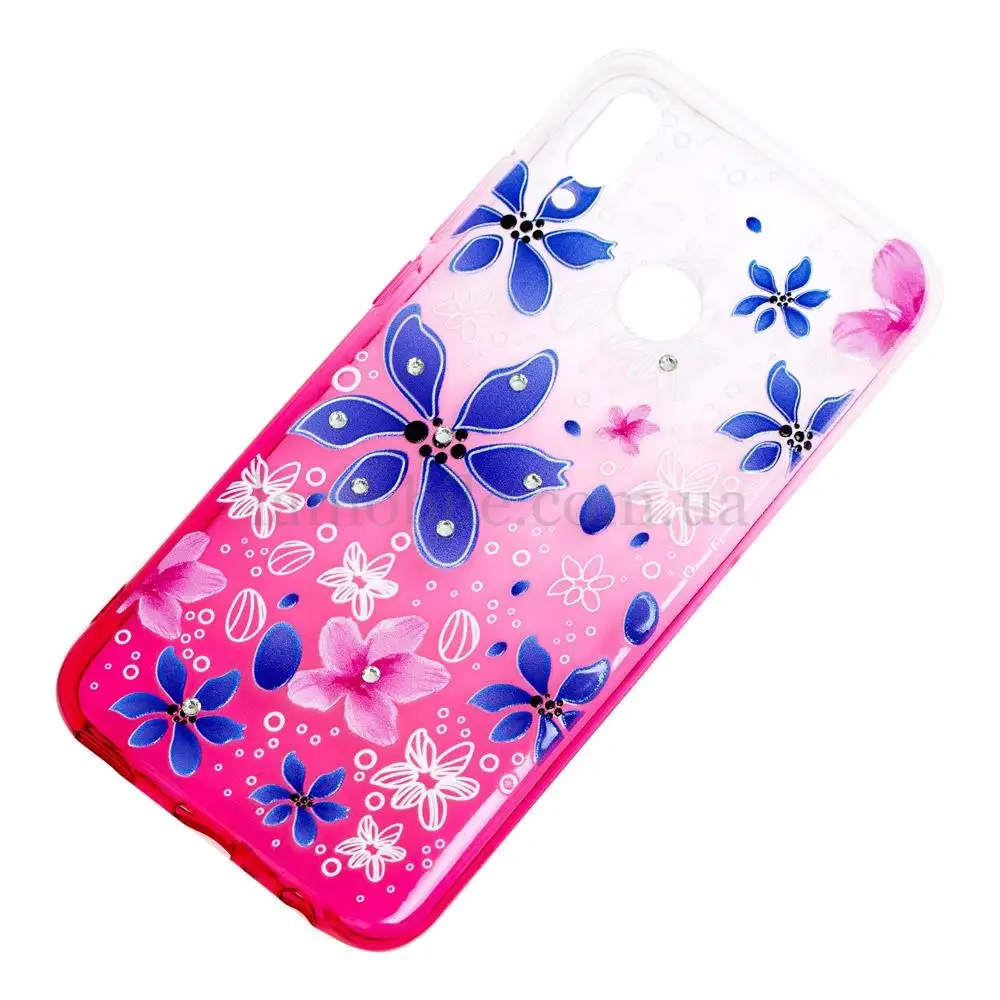 Чехол для Huawei P Smart 2019 Glamour ambre розовый "цветы"