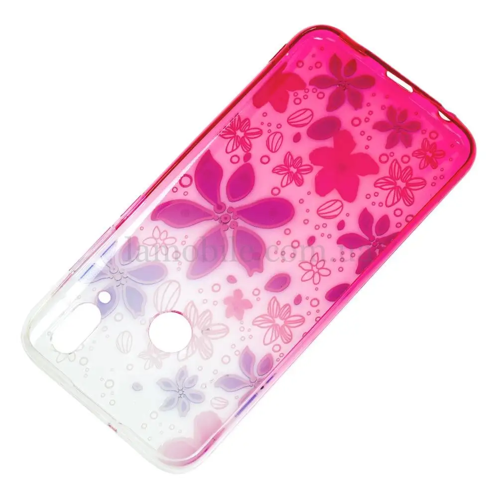 Чехол для Huawei P Smart 2019 Glamour ambre розовый "цветы"