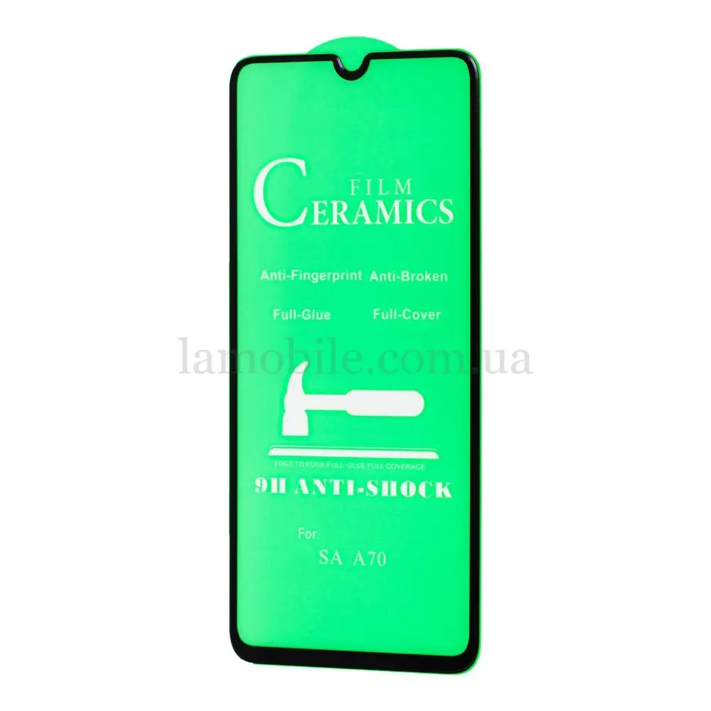Захисне скло для Samsung Galaxy A70 (A705) "ceramics anti-shock" чорне (OEM)