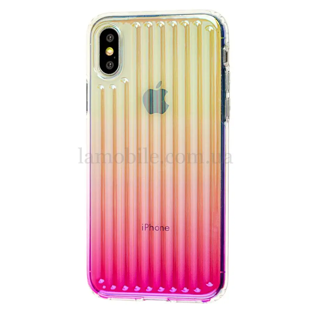 Чохол для iPhone X / Xs Gradient Laser рожевий