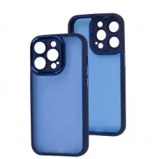 Чохол для iPhone 14 Pro Luxury Metal Lens синій