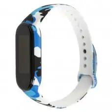 Ремешок для Xiaomi Mi Band 5 силиконовый хаки синий с белый