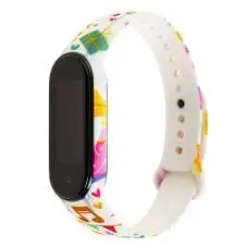 Ремешок для Xiaomi Mi Band 5 силиконовый праздник / белый