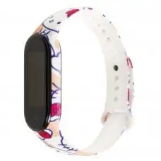 Ремешок для Xiaomi Mi Band 5 силиконовый Hello Kitty / белый
