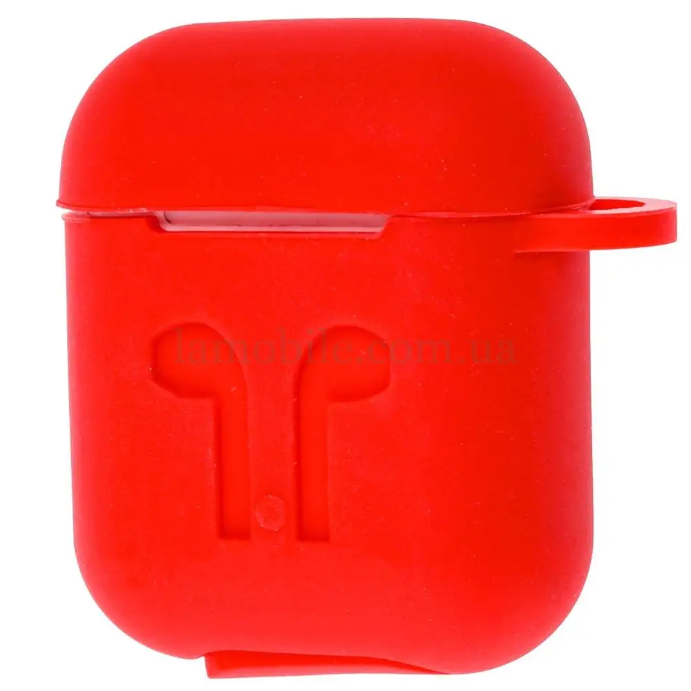Чехол для Airpods 1 / 2 + карабин красный