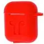 Чехол для Airpods 1 / 2 + карабин красный