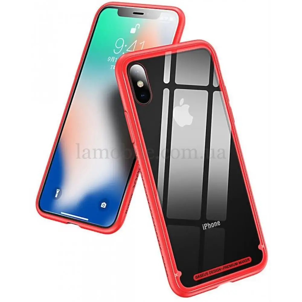 Чехол для iPhone X / Xs Baseus See-through glass красный