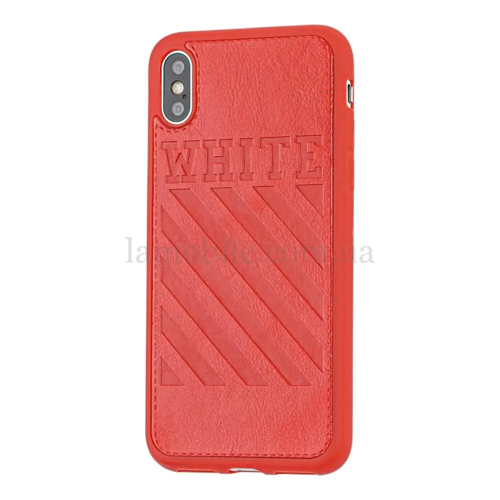 Чохол для iPhone X / Xs off-white leather червоний