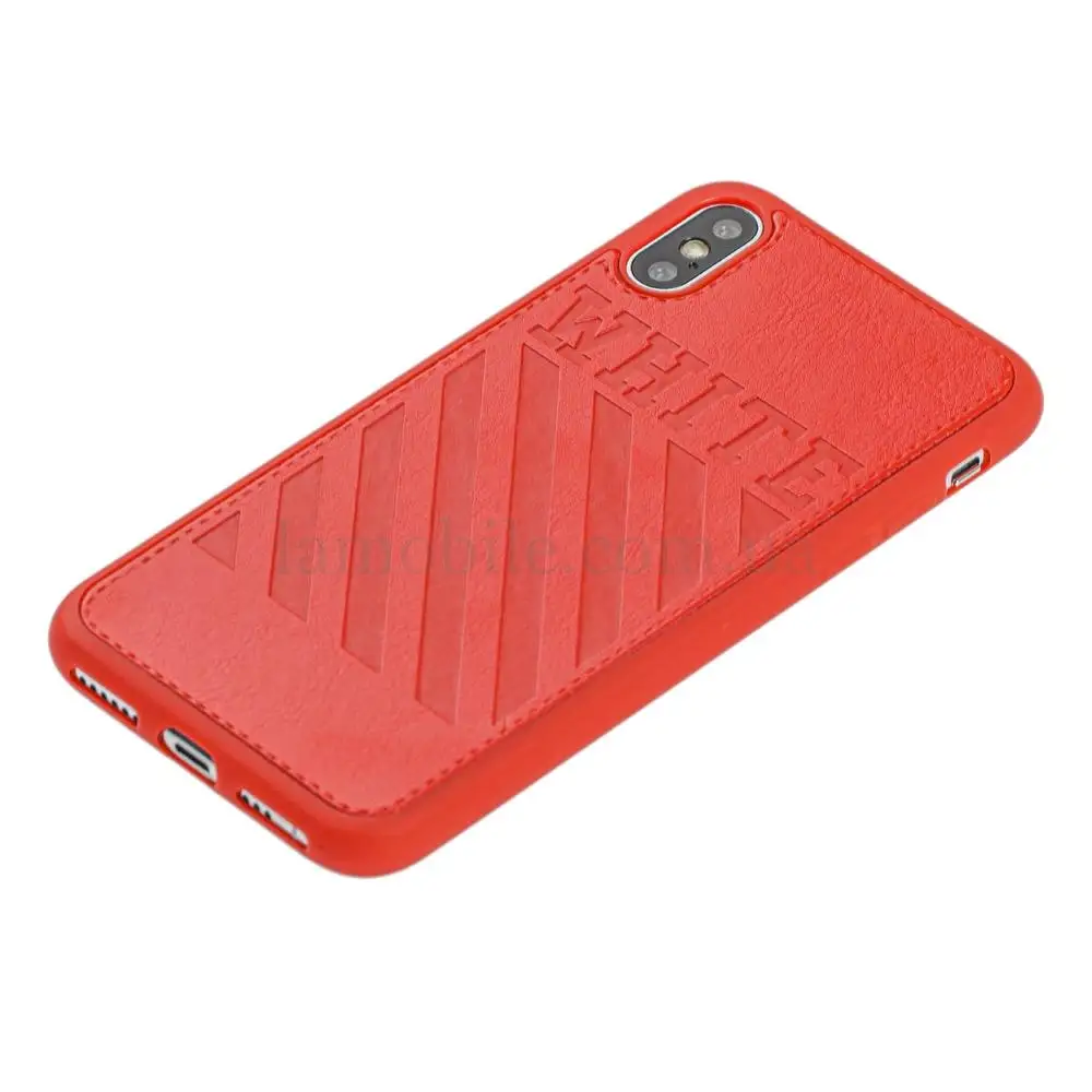 Чохол для iPhone X / Xs off-white leather червоний