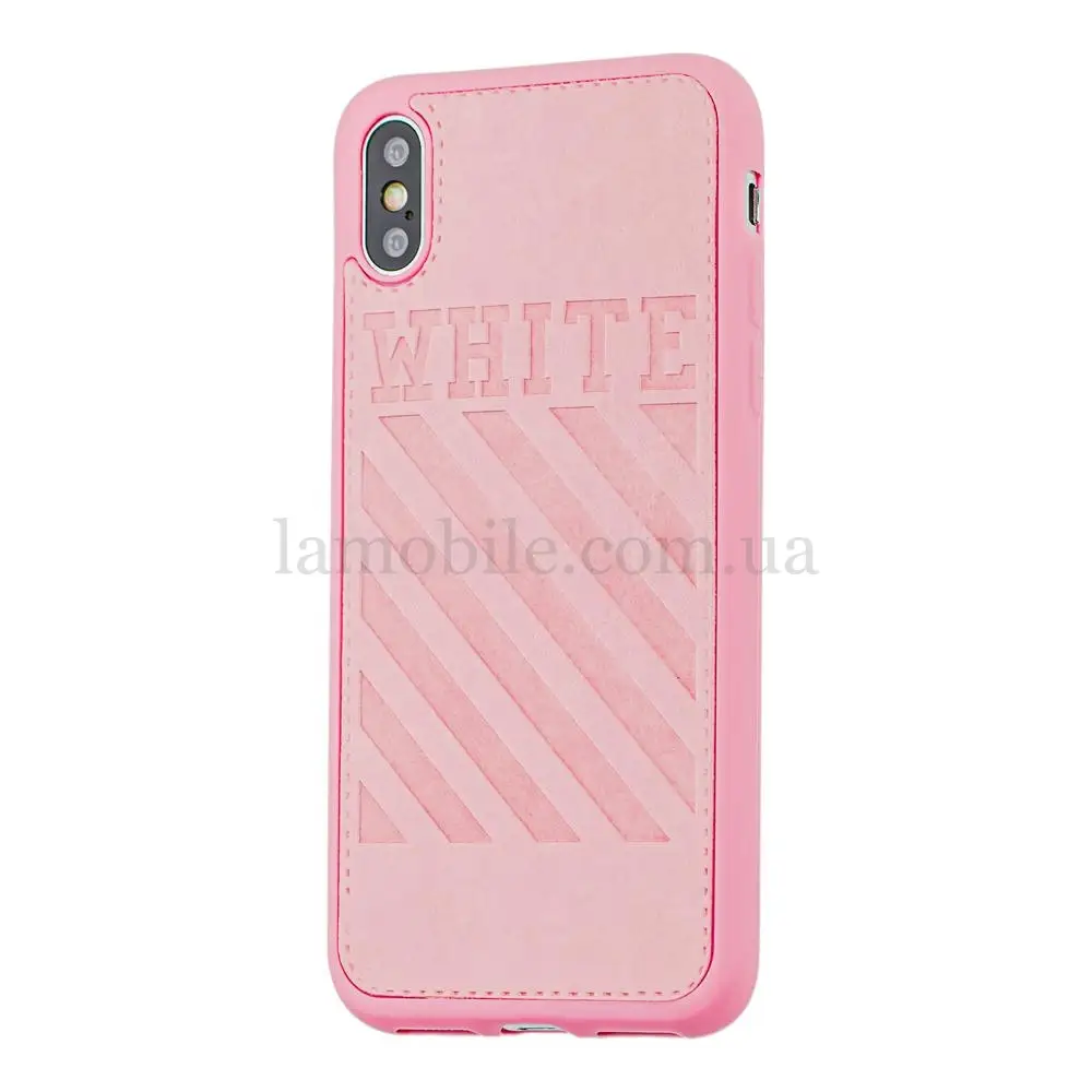 Чехол для iPhone X / Xs off-white leather розовый